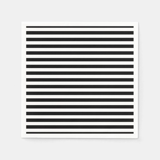 Horizontales Streifen-Papier für Schwarz und Weiß Serviette (Vorderseite)