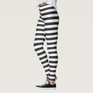 Horizontalstreifen mit schwarzweißem Streifen, Leg Leggings