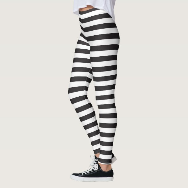 Horizontalstreifen mit schwarzweißem Streifen, Leg Leggings (Links)