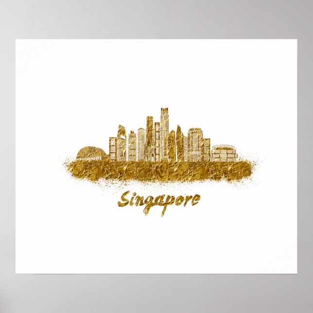 horizonte de singapur en oro poster (Vorne)
