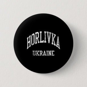 Horlivka Ukraine Retro 70er College-Sportstil Button