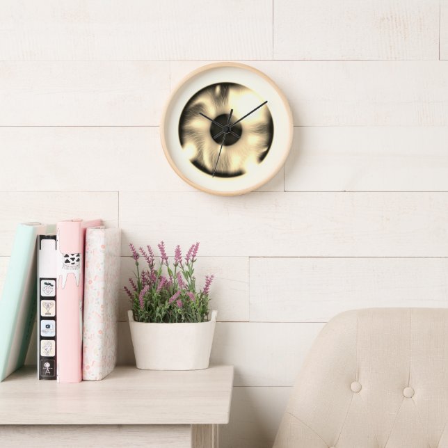 Horloge 10" Sepia Iris Round, cadran Brown en bois (Salle de lecture)