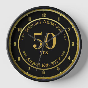 Horloge 50 ans de retraite ou d'anniversaire Tour personna