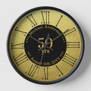 Horloge 50 ans de retraite ou d'anniversaire Tour personna
