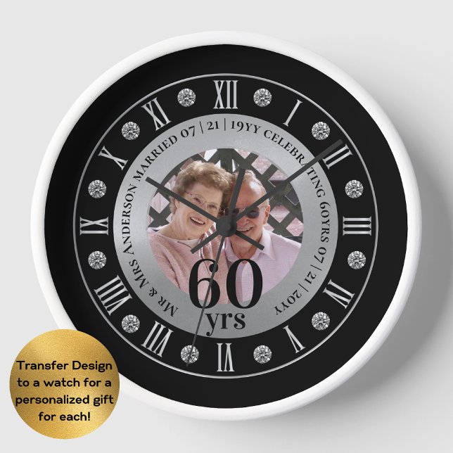 Horloge 60e anniversaire Mariage photo cadeau Diamant Soix (Créateur téléchargé)