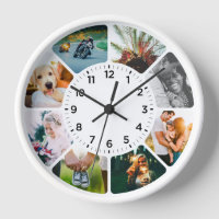 8 Photo Arrondi Clock Blanc