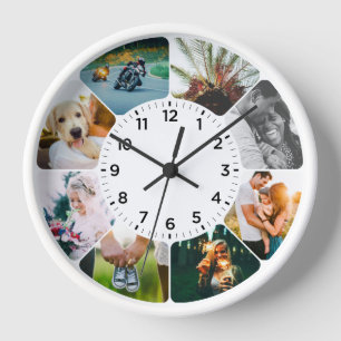 Horloge 8 Photo Arrondi Clock Blanc