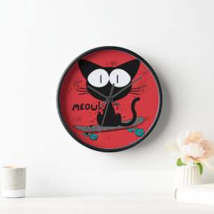 Horloge 90s, skateboard cat, skateboard ne meurt jamais