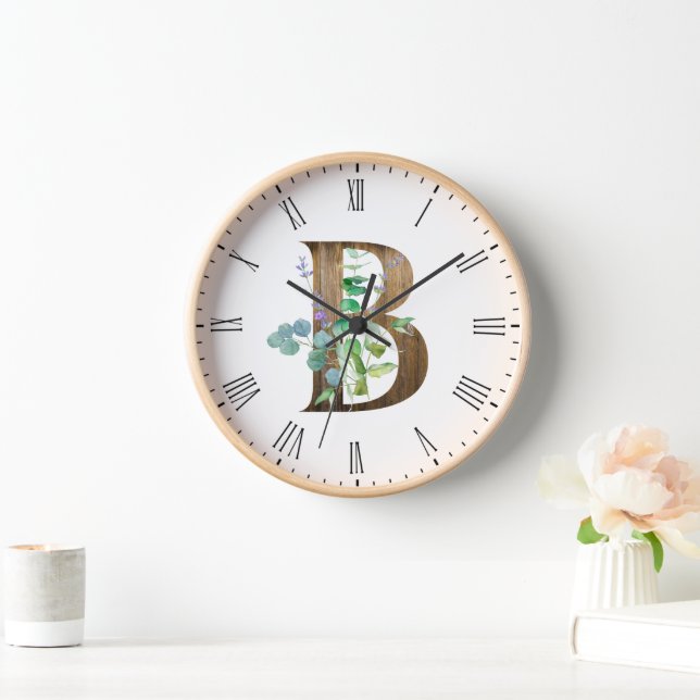 Horloge à Cadre en Bois Lettre B Rustique (Maison)
