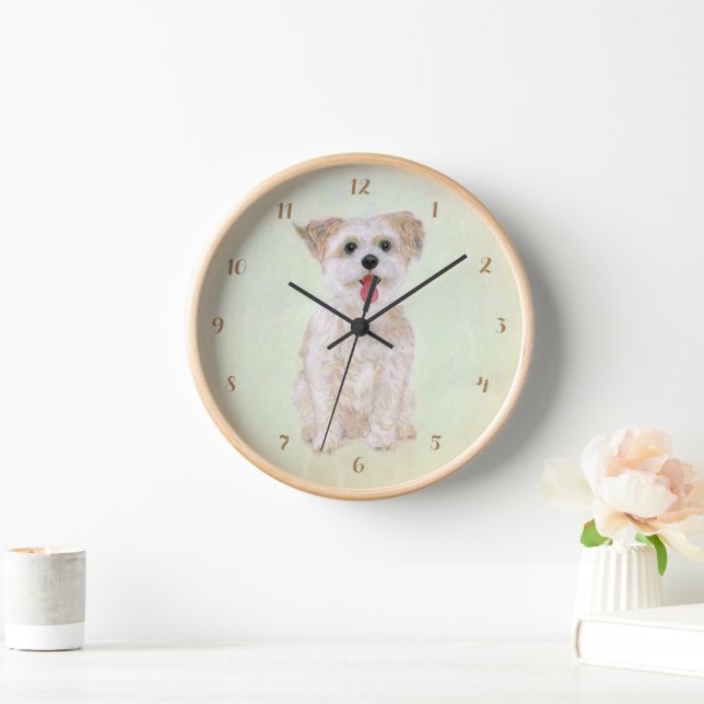 Horloge à Cadre en Bois Naturel Morkie (Maison)