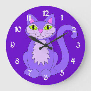 Horloge à chat Purple Snaggletooth