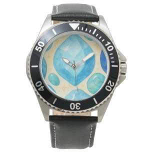 Horloge à cœur en pierre précieuse bleue – Montre