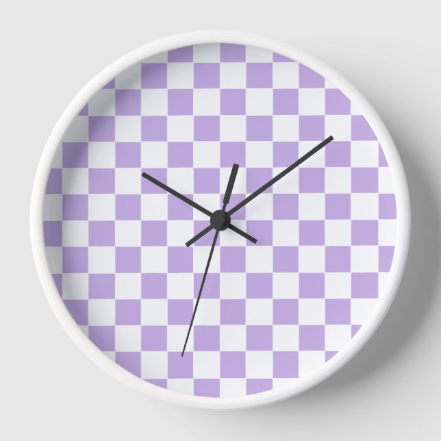 Horloge à damiers Lavande et blanc (Recto)