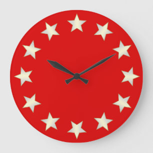 Horloge à fond rouge avec étoiles blanches