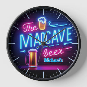 Horloge à la barre Mancave Neon Beer Nom personnal