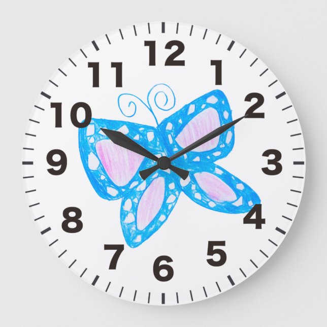 Horloge à papillon bleu mignon (Recto)