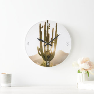 Horloge à thème du désert avec photo Cactus