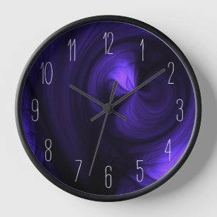 Horloge Abstrait Black Smoke Swirl - Profond violet