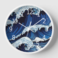 Abstrait Blue Ocean Waves Art de style japonais |