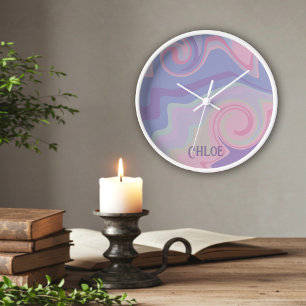 Horloge Abstrait Violet moderne Inspiritisme personnalisé