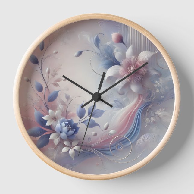 Horloge Abstraite Pastel Floral (Recto)