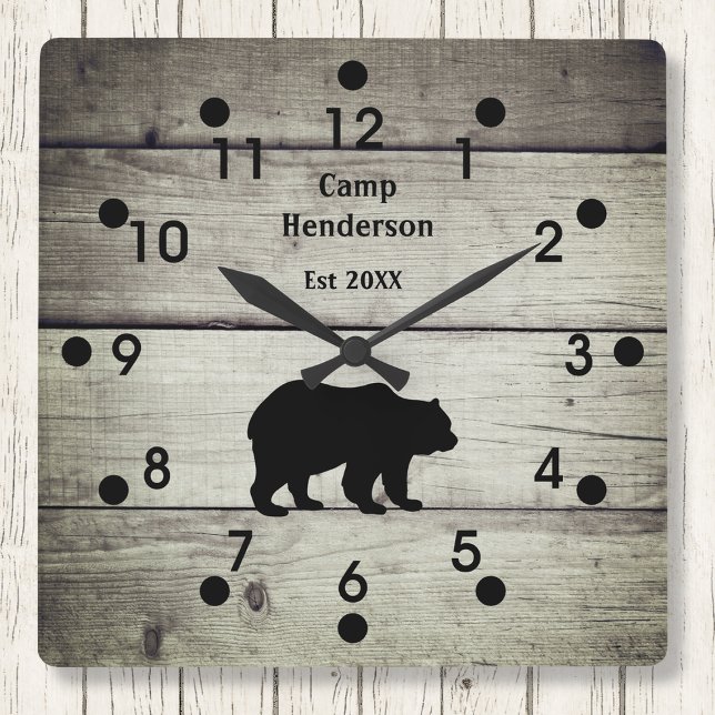 Horloge acrylique du camp d'ours rustique (Créateur téléchargé)