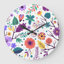 Horloge acrylique ronde composition florale