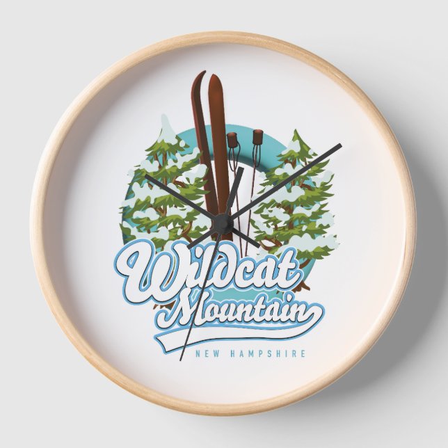 Horloge Affiche de ski Wildcat Mountain New Hampshire (Recto)