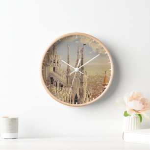 Horloge Affiche Vintage voyage De La Cathédrale À Milan, I