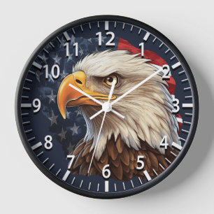 Horloge Aigle américain drapeau américain