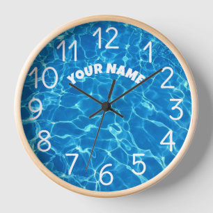 Horloge Ajouter votre nom et photo Piscine Eau