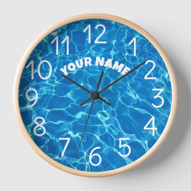 Horloge Ajouter votre nom et photo Piscine Eau (Recto)