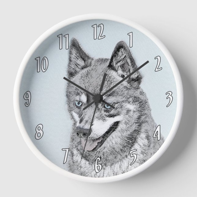 Horloge Alaskan Klee Kai Peinture - Cute Original Chien Ar (Recto)