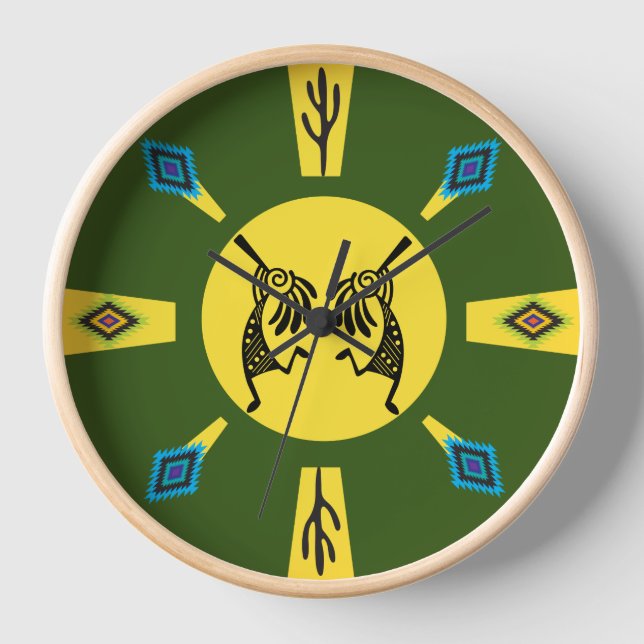Horloge Amérindien Kokopelli Sun Southwestern (Recto)