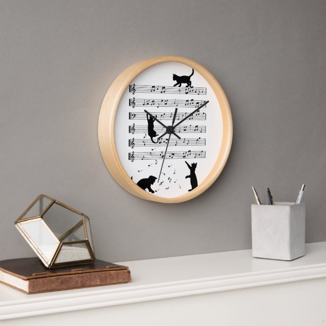 Horloge Amoureux des chats Funny Pianiste Piano Lover (Bureau)