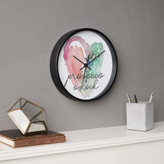 Horloge Amusant C'est Prosecco O'Clock Watercolor Girly (Bureau)