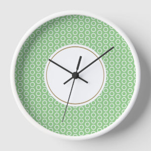 Horloge Amusant Géométrique Sage Vert Blanc Carrelage Art 