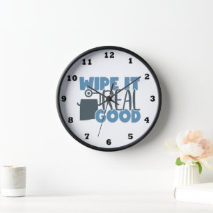 Horloge Amusante salle de bain essuyer l'art du mot