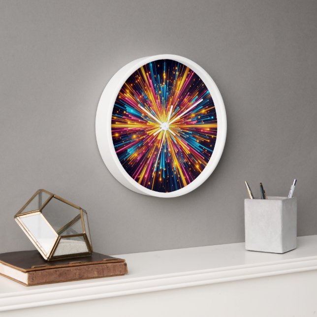 Horloge analogique du cadre blanc en bois de démar (Bureau)