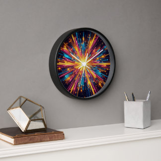 Horloge analogique du cadre noir en bois Starburst