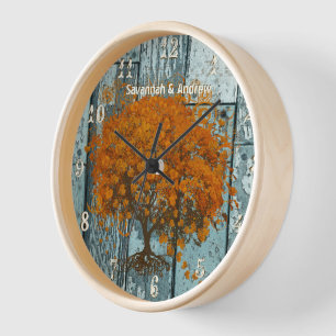 Horloge Ancien Aqua Rustique Personnalisé Bois Corail