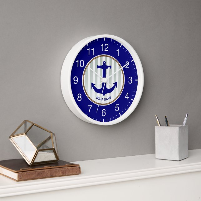 Horloge Ancre bleu marine moderne (Bureau)