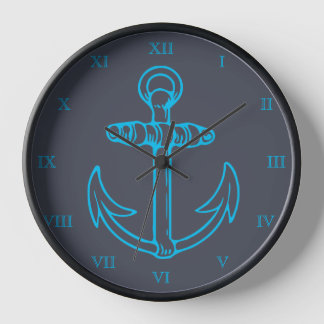 Horloge Ancre bleue Numéros romains Bateau ou bateau