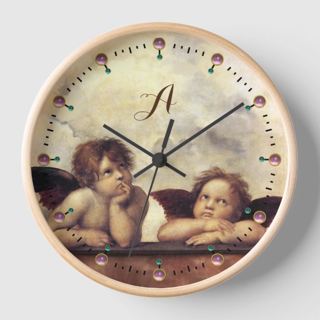 Horloge ANGES / Cherubs ailés, Nuages Raffaello Sanzio (Recto)