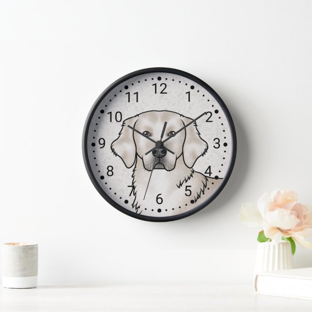 Horloge Anglais Crème Golden Retriever Chien Tête Portrait (Maison)