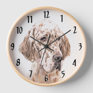 Horloge Anglais Setter Orange Belton Peinture Chien Art