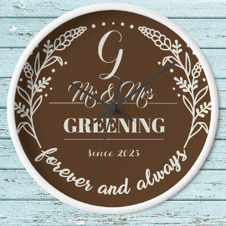 Horloge Anniversaire de mariage rustique en famille 