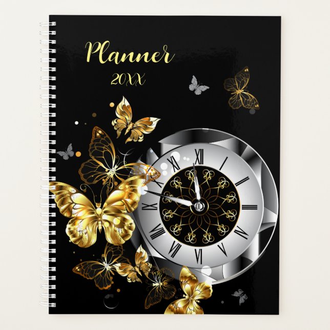 Horloge antique avec planificateur de papillons d' (Devant)