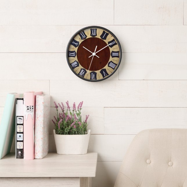 Horloge antique Blanc chiffres romains Centre roug (Salle de lecture)