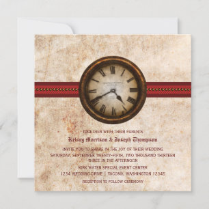 Horloge antique Faire-part de mariage, Rouge